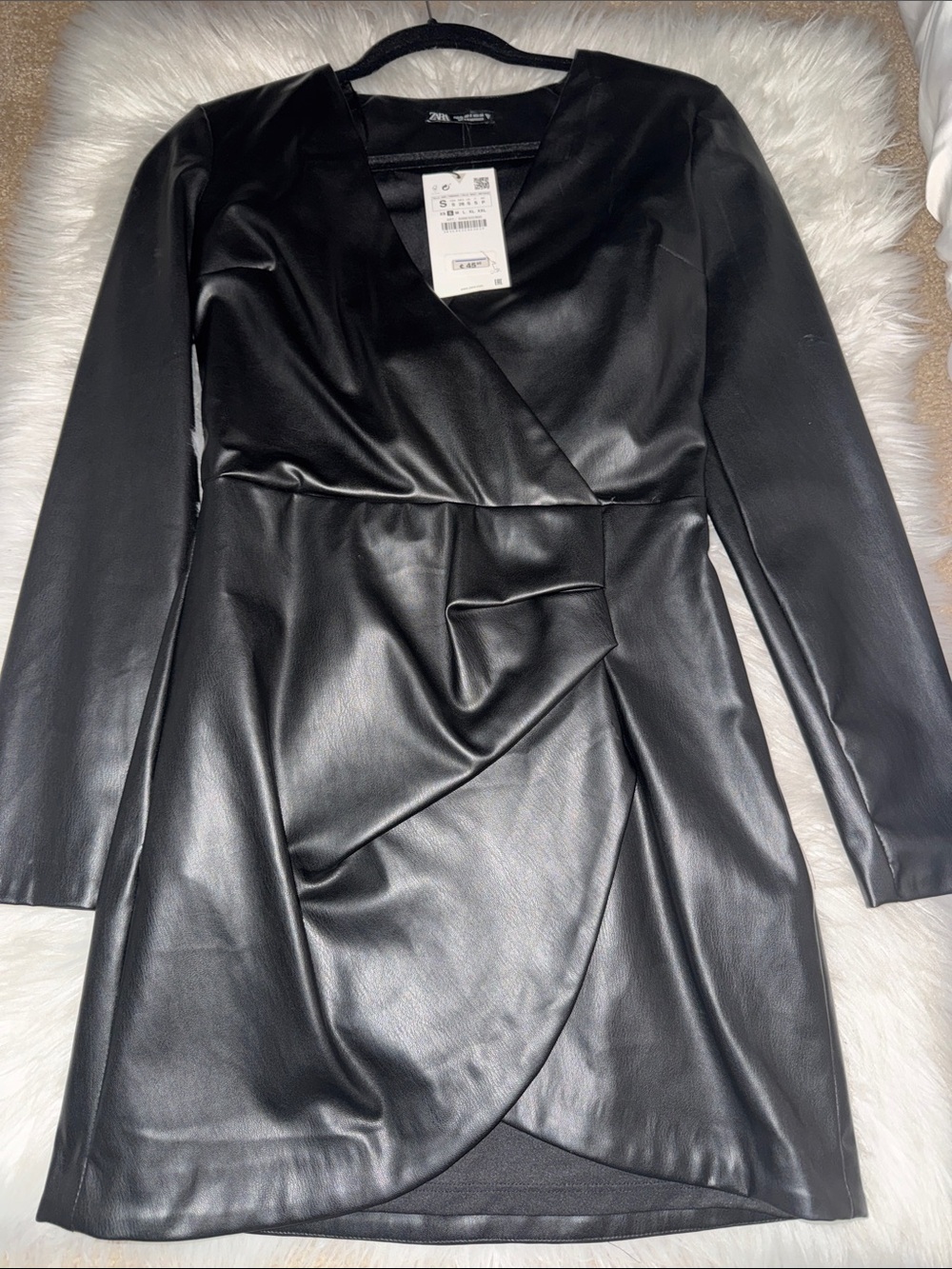 Zara Black Faux Leather Mini Dress
